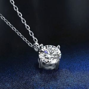 Certified 14K Gold Plated genuine 2 CT Moissanite Solitaire Necklace